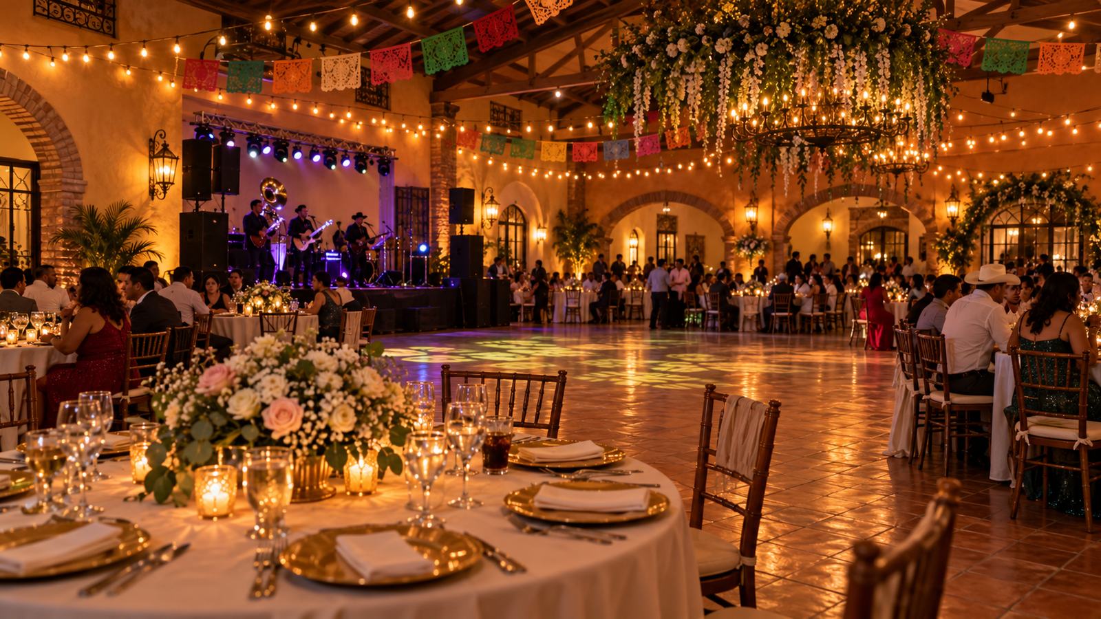Salón con luces colgantes